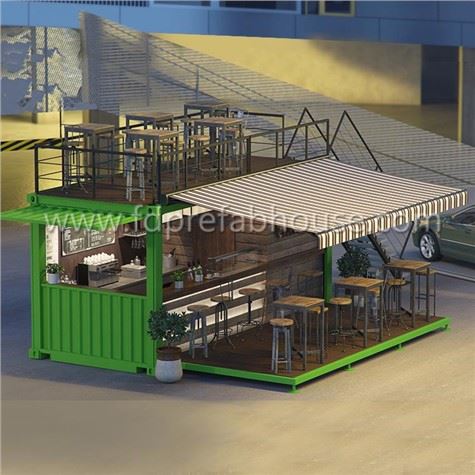 Botiga mòbil de cafeteria de contenidors de dos pisos verds